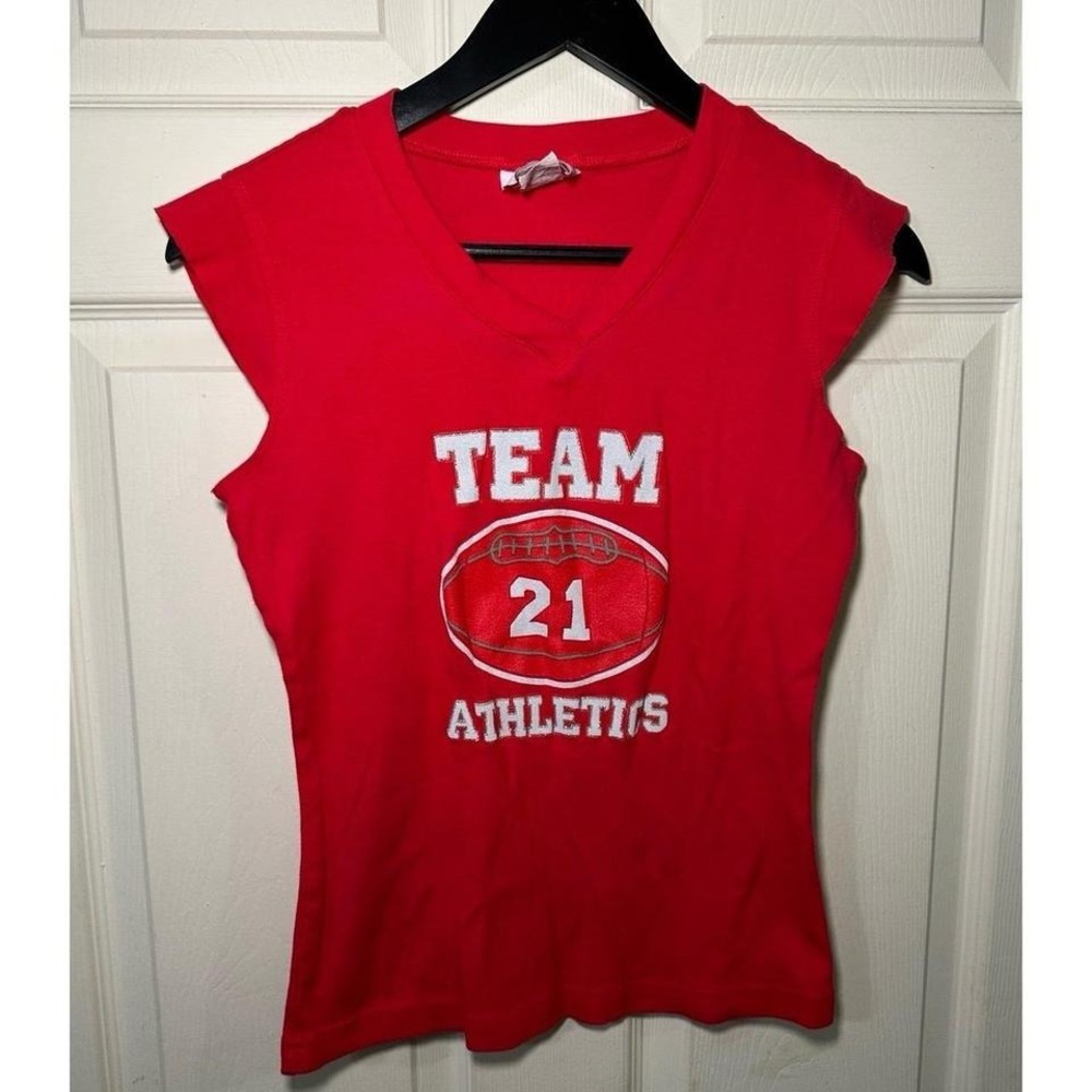 Vintage Athletics 21 Y2K Red Flutter shoulder tank top. j buzz brand.